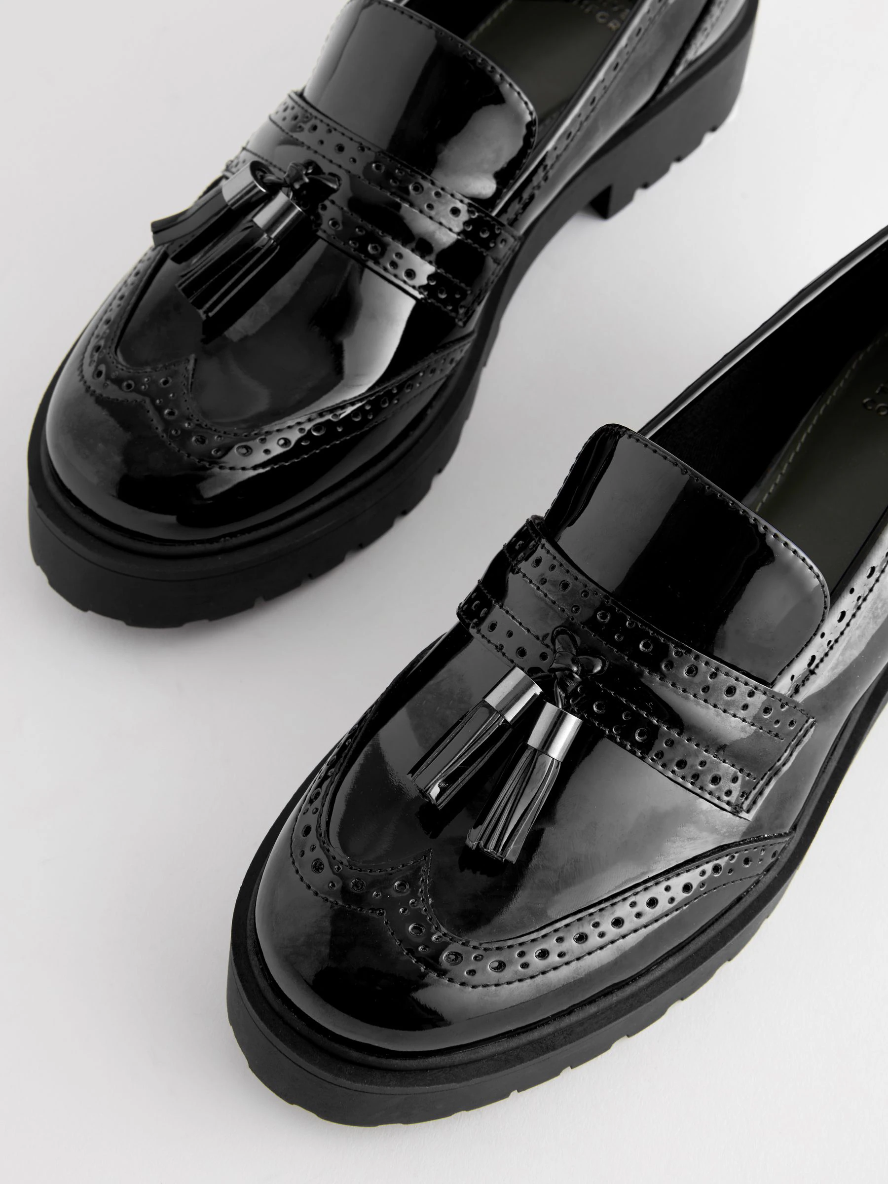 Zwart - Patent Forever Comfort® Chunky Brogue Tassel Loafers