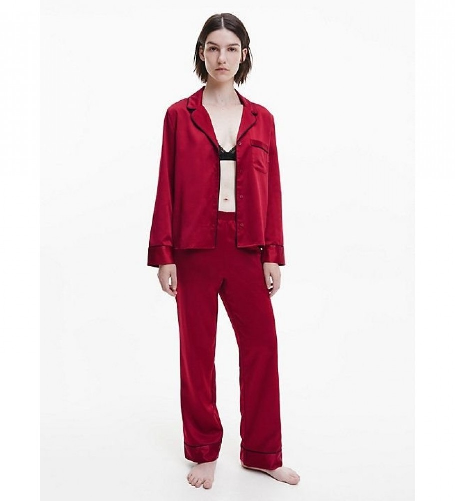 Conjunto de pijama bordô Calvin Klein com máscara para os olhos