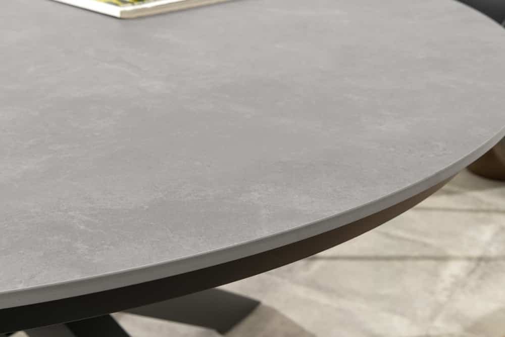 Runder In- und Outdoor Esstisch GALAXY 120cm graphit Keramik anthrazit Aluminium Gartentisch