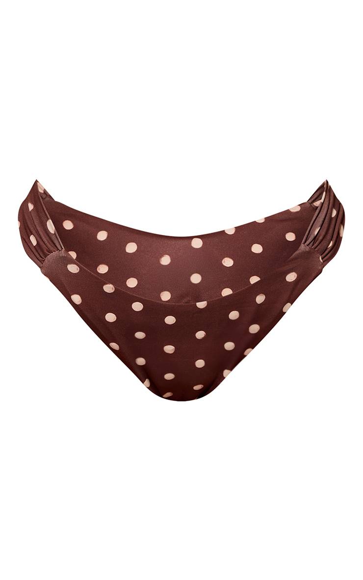 Chocolat Bas De Bikini Tanga À Pois Avec Bretelles Larges