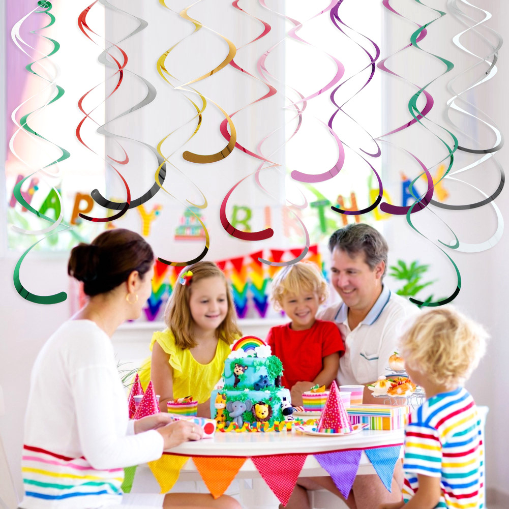(12er Set) Party Spiral Girlande Party Deko Accessoire - Bunt