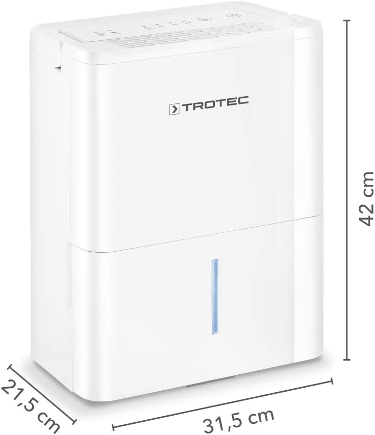 TROTEC Déshumidificateur TTK 32 E Convient pour des surfaces jusqu'à 15m² ou 37m³ Capacité de déshumidification 14L/jour