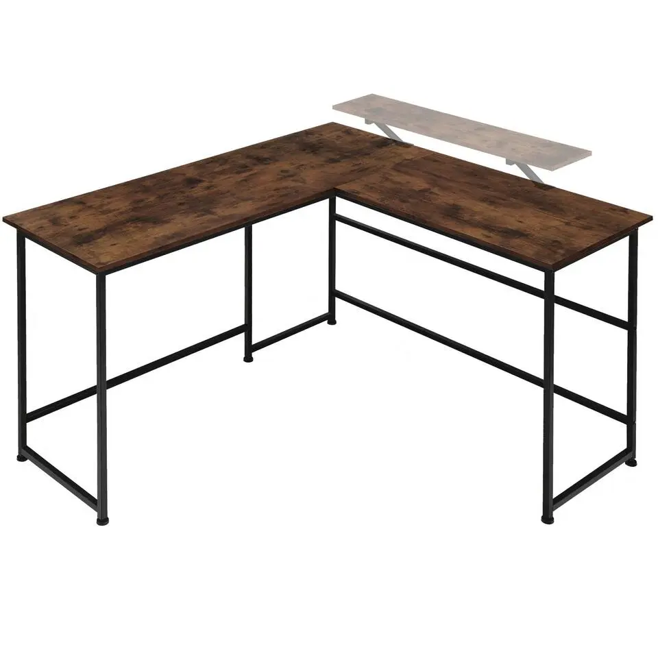 tectake Bureau Melrose 140x130x76,5cm, Industrieel Hout Donker, Rustiek