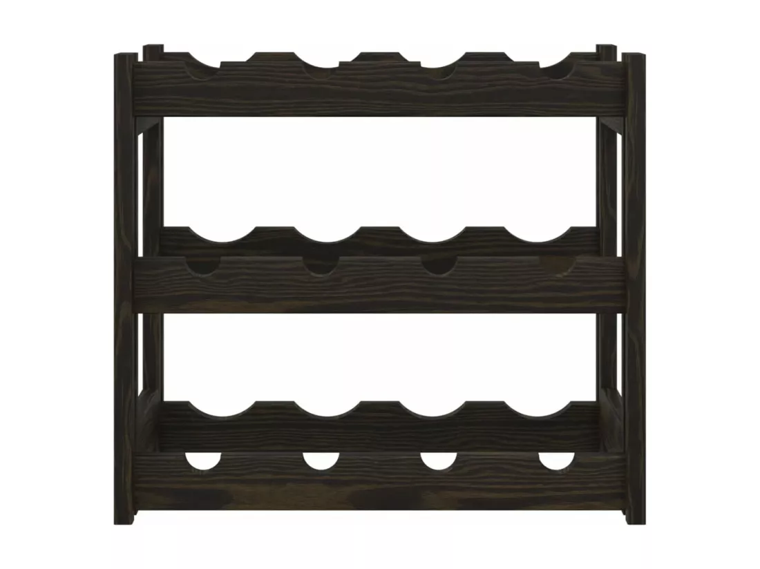 Casier à bouteilles pour 12 bouteilles noir bois pin solide