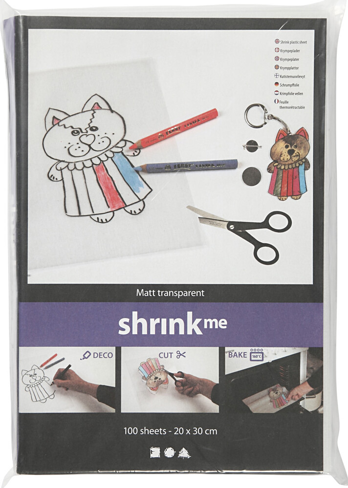 Krympeplast - 20X30 CM - Tykkelse 0,3 MM - Mat Transparent - 100 Ark