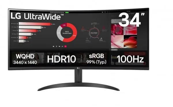 LG UltraWide 34WR50QK-B - LED-skærm - kurvet - 34