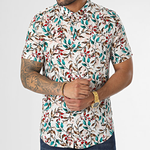 Chemise Manches Courtes Floral Blanc
