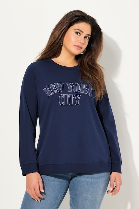 Sweat-Pullover, Stickerei, V-Ausschnitt, Langarm