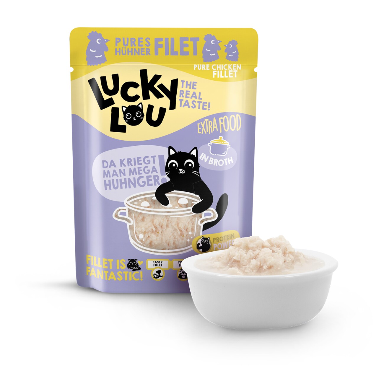 Lucky Lou Nassfutter Katze Extra Food Adult in Brühe Huhn 12x70 g
