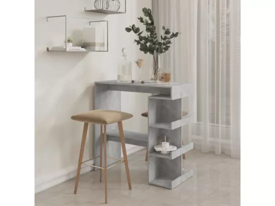 Table de bar étagère de rangement Gris béton 100x50x101,5 cm