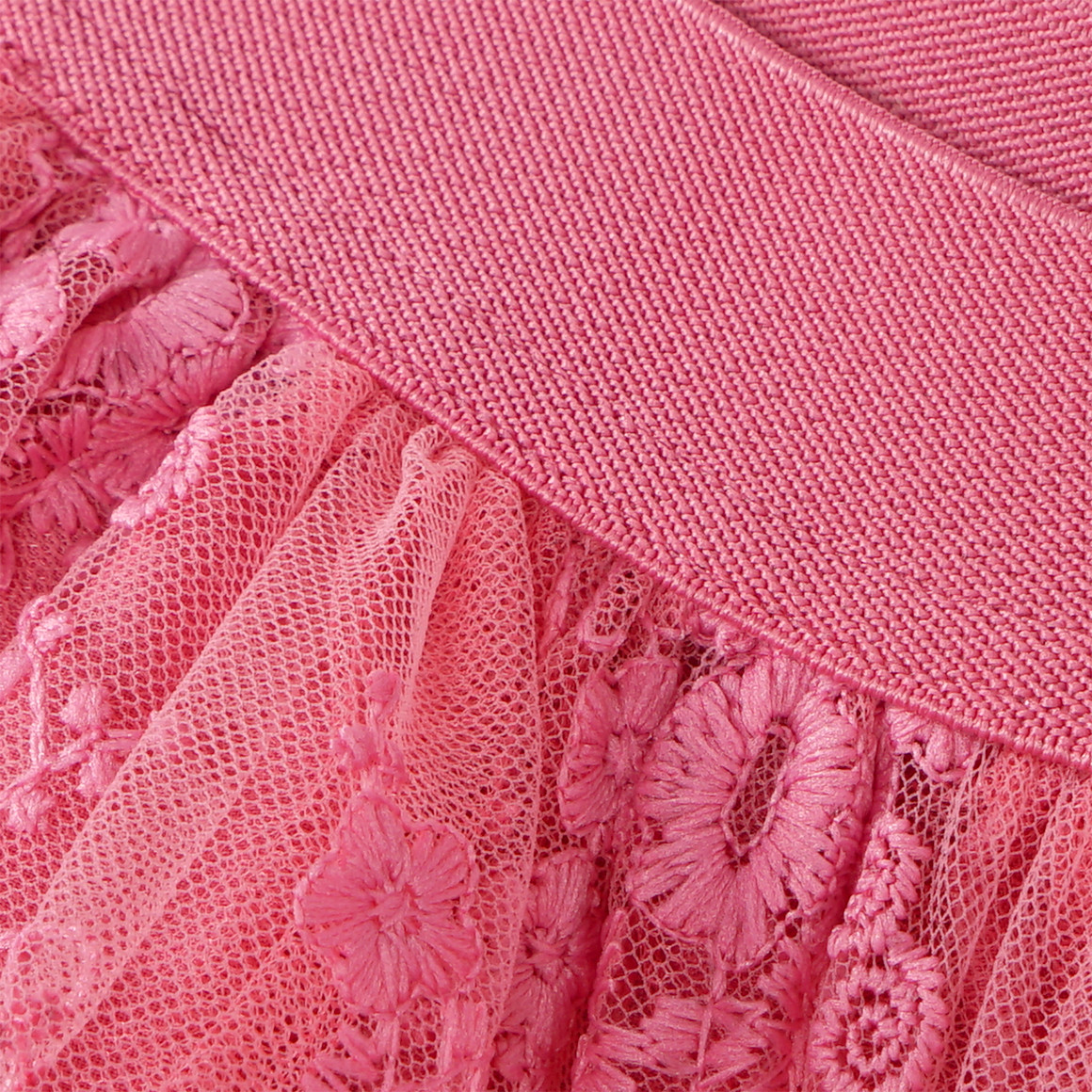 Yigga Mädchen Tüllrock mit floraler Stickerei pink