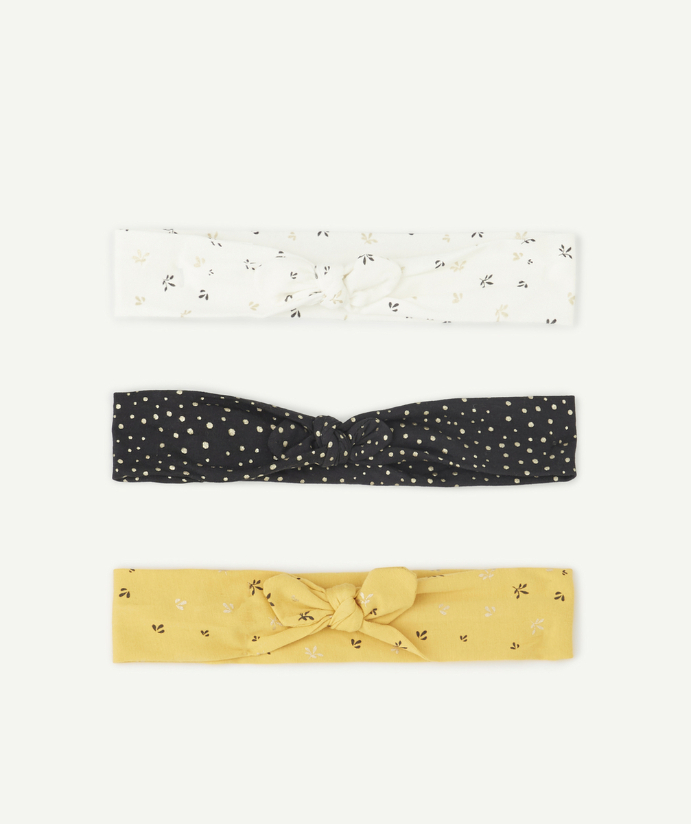 LOT DE 3 BANDEAUX À POIS ET FLEURIS AVEC NOEUD FANTAISIE BÉBÉ FILLE