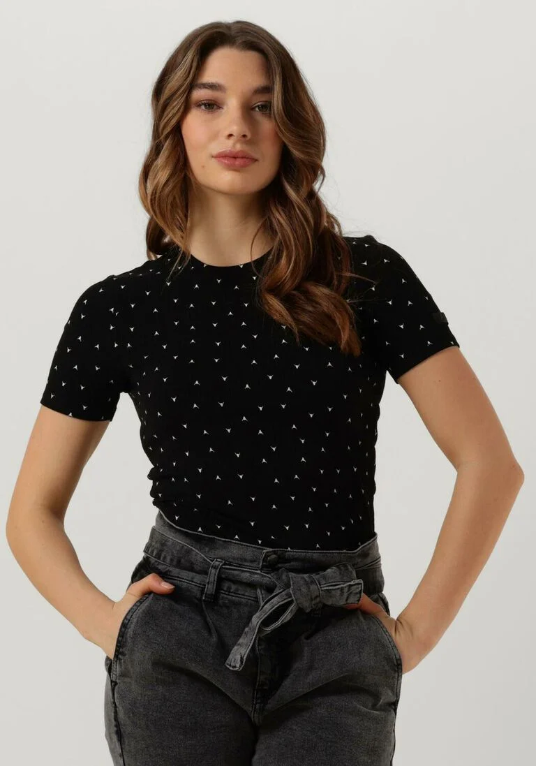 ALIX THE LABEL zwarte alix the label t-shirt ladies knitted reib bull t-shirt
