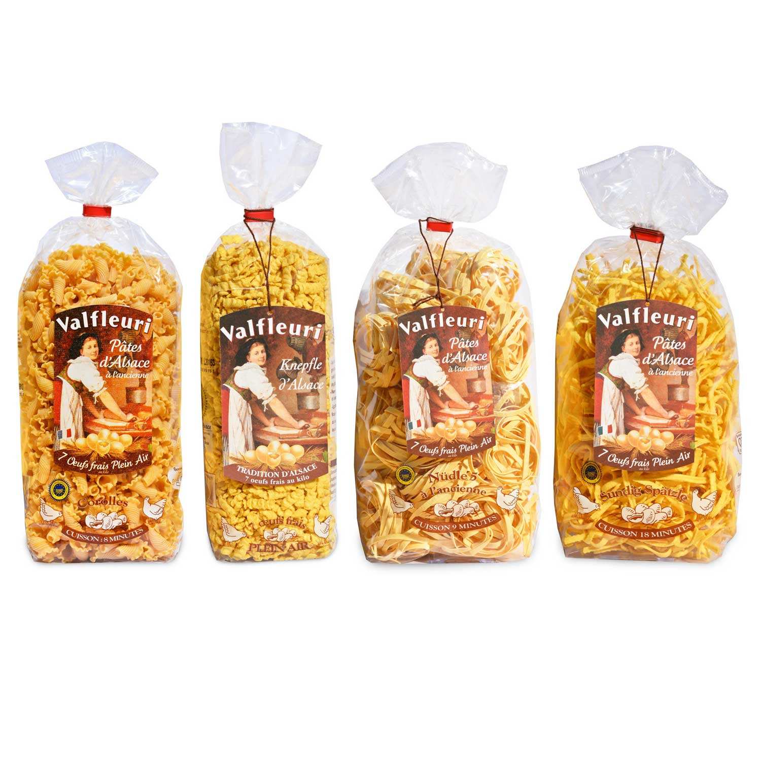 Assortiment de pâtes traditionnelles alsaciennes Valfleuri