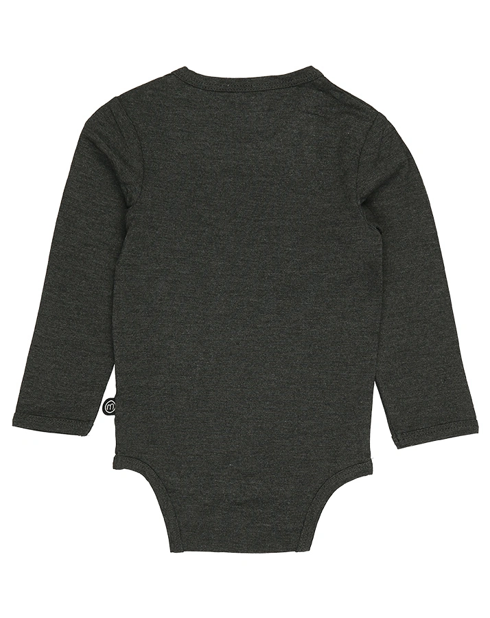 Langarm-Body BAMBOO – MINY BASIC in dark grey melange