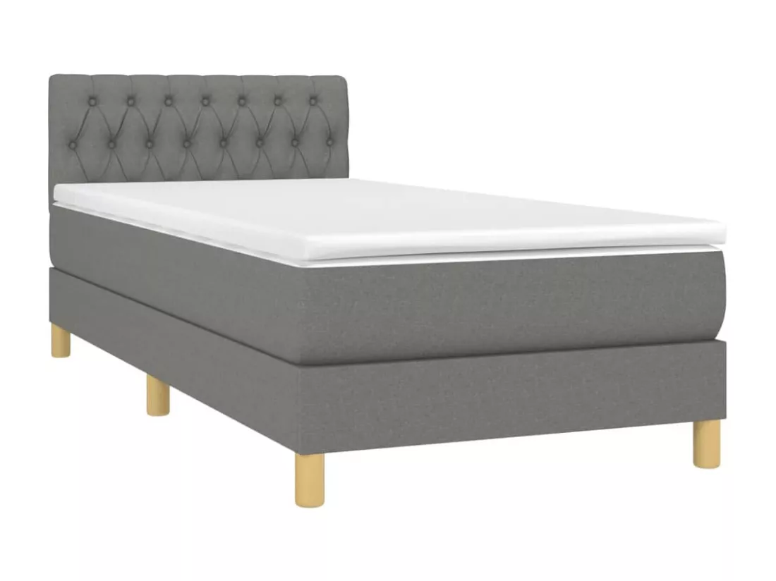 Sommier tapissier avec matelas et LED Gris foncé 90x190cm Tissu