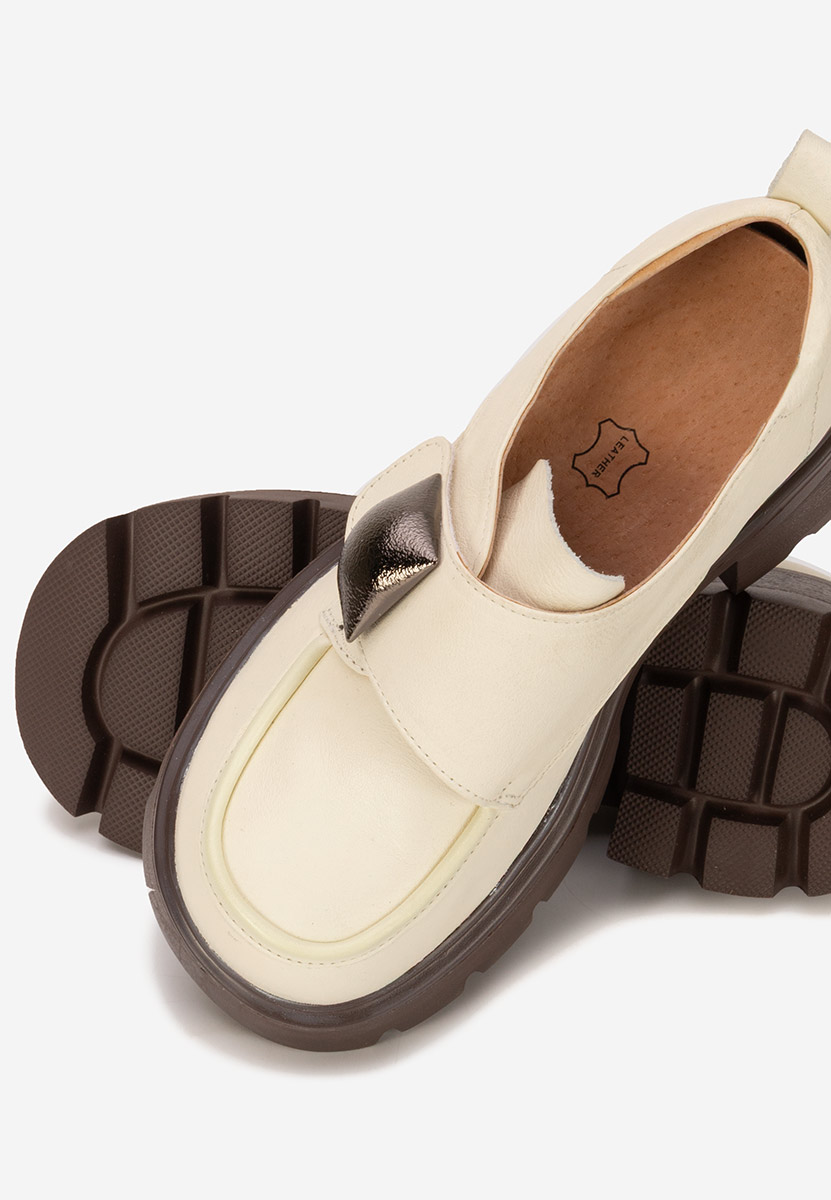 Chaussures casual femme en cuir beige Geolia