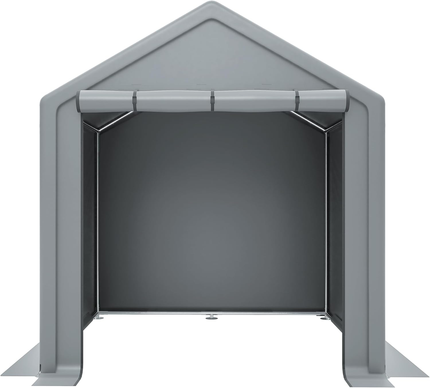Geräteschuppen – Fahrradgarage & Lagerzelt mit Rolltor – Wetterfestes Gartenhaus & Werkzeugzelt aus Stahlrahmen & PE-Plane – Outdoor Aufbewahrung Dunkelgrau (190 x 170 x 200 cm)