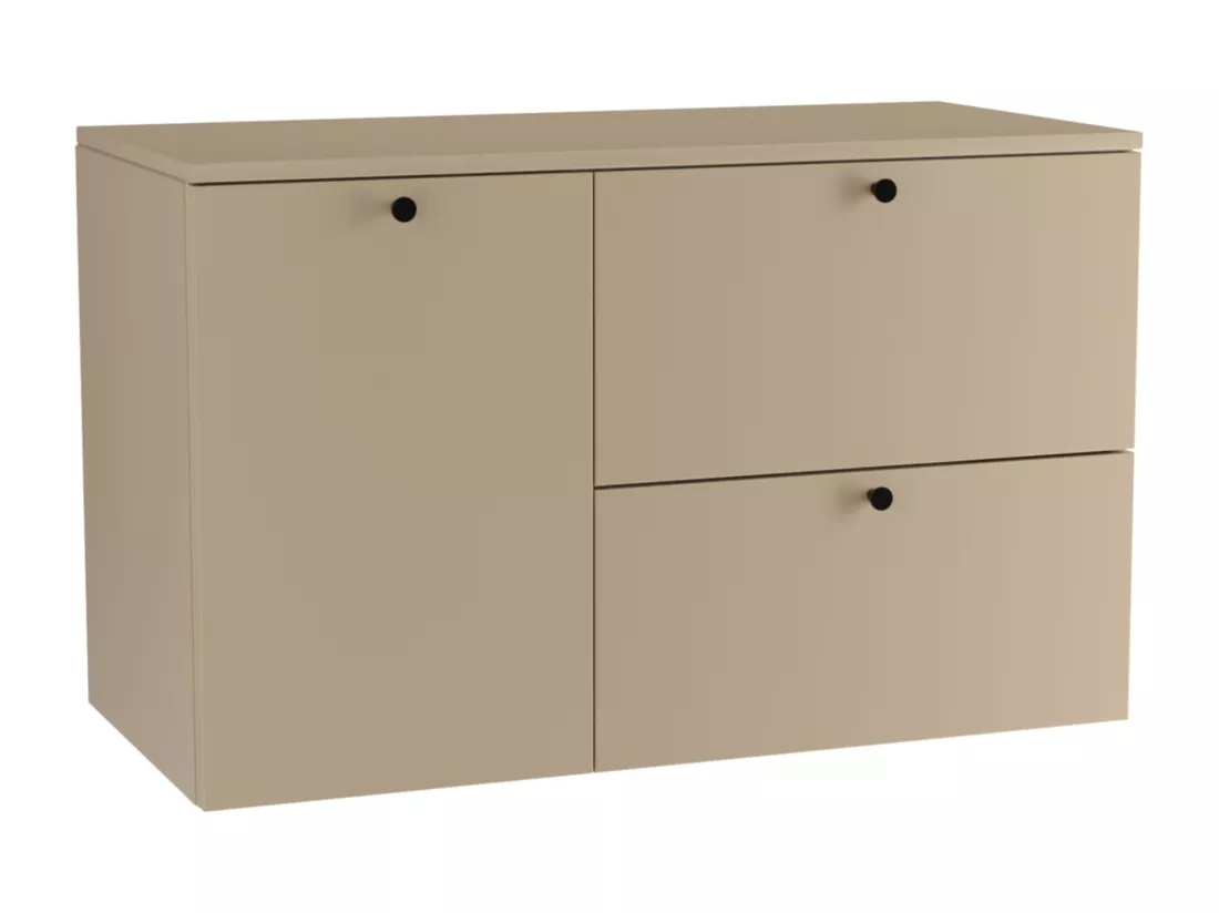 Meuble lavabo WENA, fronts lisses, avec panier à linge, Beti, 100x60x47 cm, Cappuccino