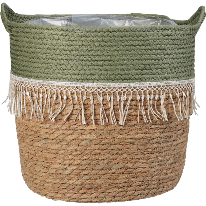 Pflanzkorb - Größe L - grün/beige - ca. 31 x 33 cm