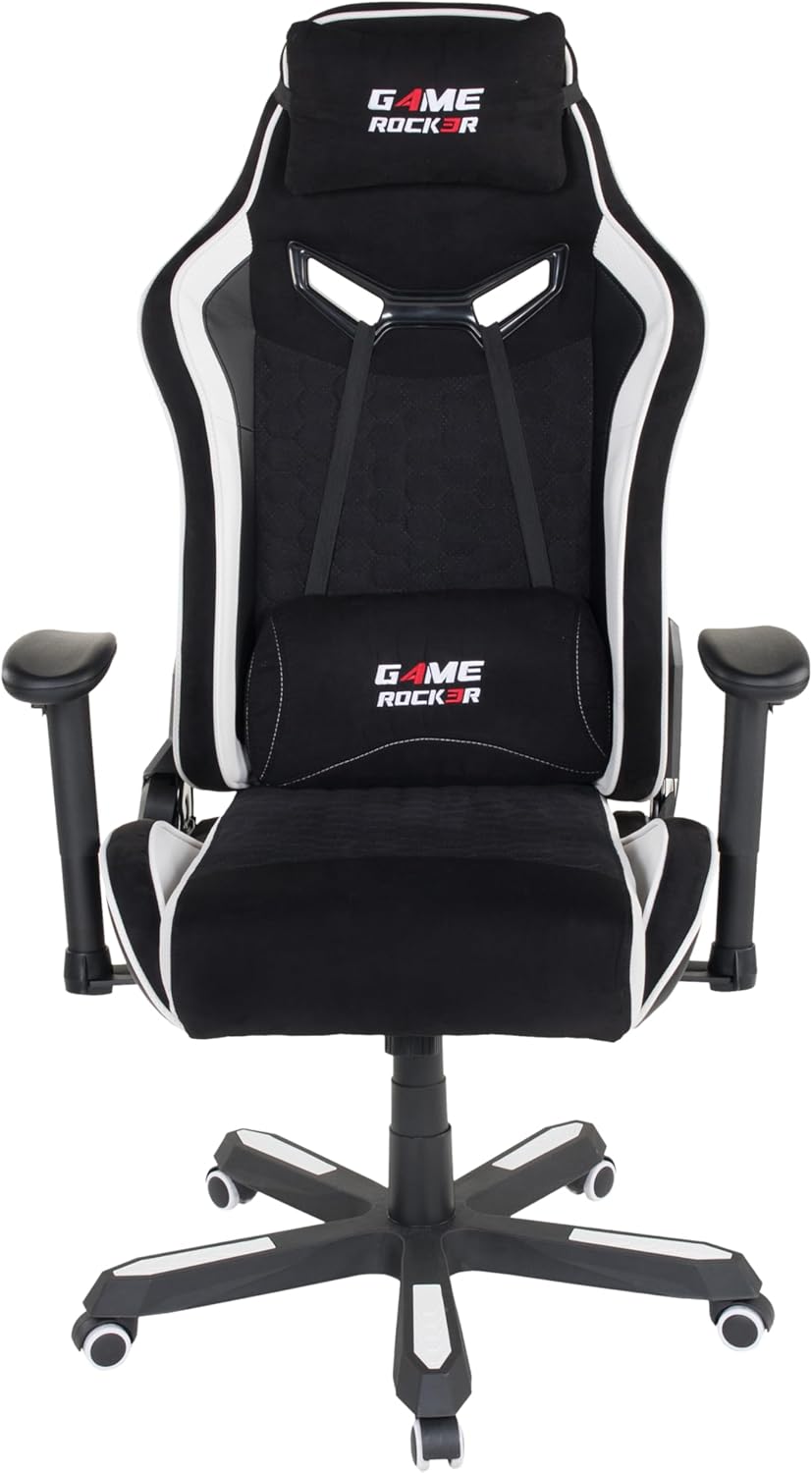 GAME ROCKER Gaming Stuhl G-30 Large Mikrofaser schwarz/weiß, bis 150 kg belastbar