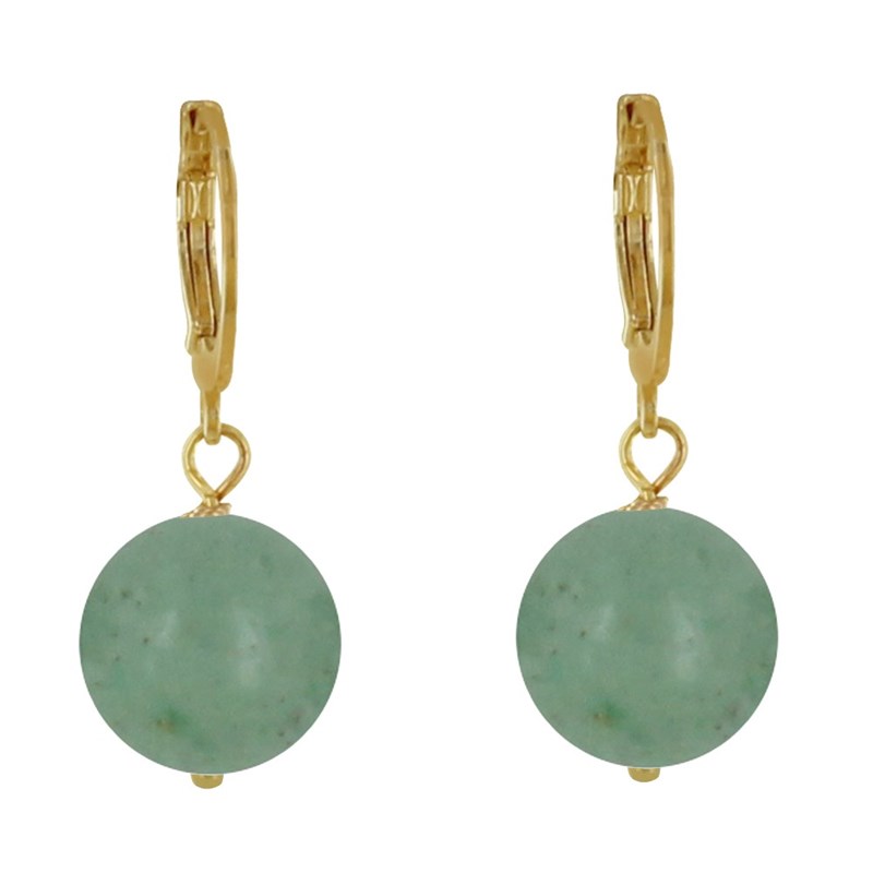 Boucles d'Oreilles Mini Créoles Plaqué Or et Perle d'Aventurine