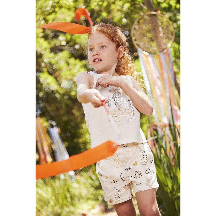 Débardeur en jersey avec glitter et dos fantaisie pour fille - Ecru