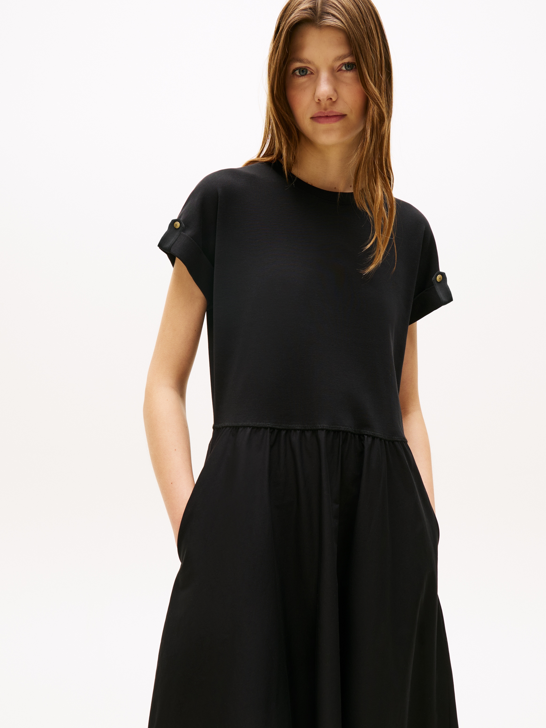 Tommy Hilfiger A-Linien-Kleid »MODERN CODY MIDI MIX F&F DRS«
