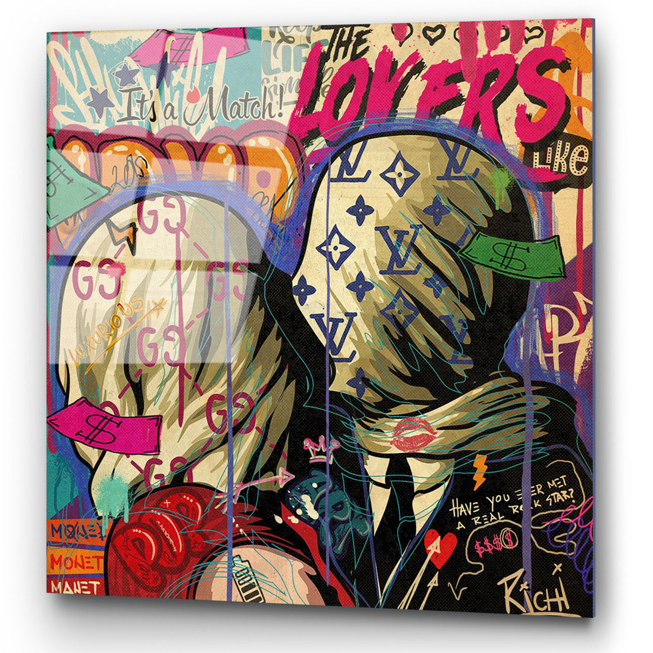 Wallity Impression sur verre Pop multicolore - 50x50 cm