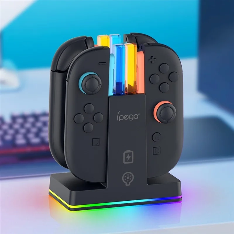 (4-fach) Ladestation Charging Dock für Nintendo Switch 2 Joy-Cons Controller mit LED-Anzeige - Schwarz