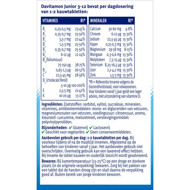 Davitamon Junior 3-12 Kauwtabletten Bananensmaak