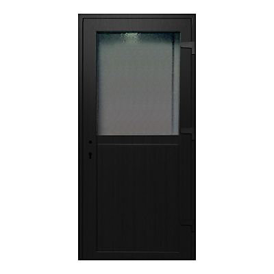 Porte de service pvc 1/2 vitrée gris anthracite 90 x h.205 cm poussant gauche