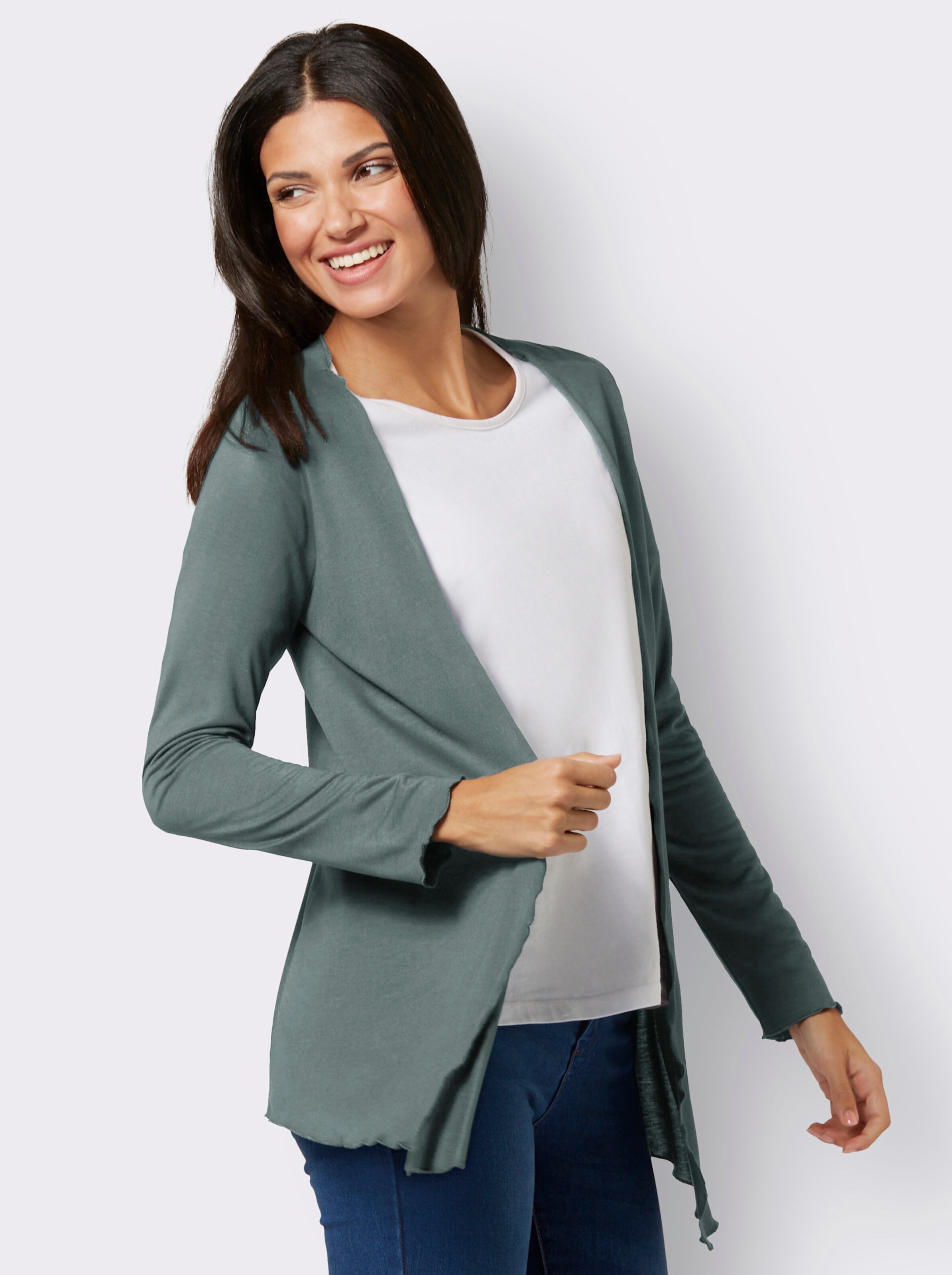 Shirtjacke mit Rüschenabschluss