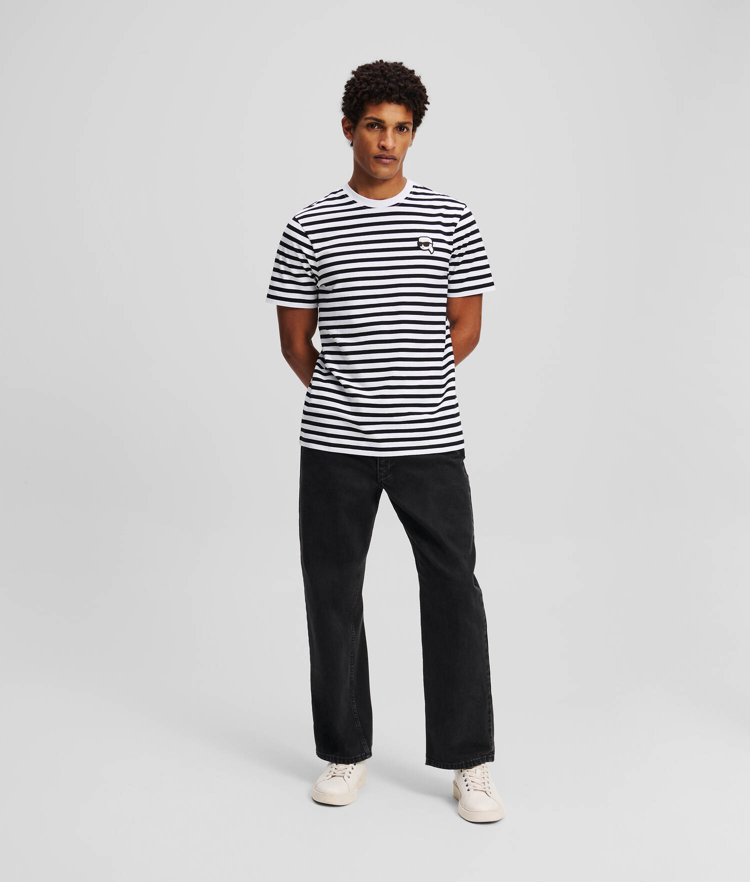 T-SHIRT À RAYURES IKON - Noir/Blanc