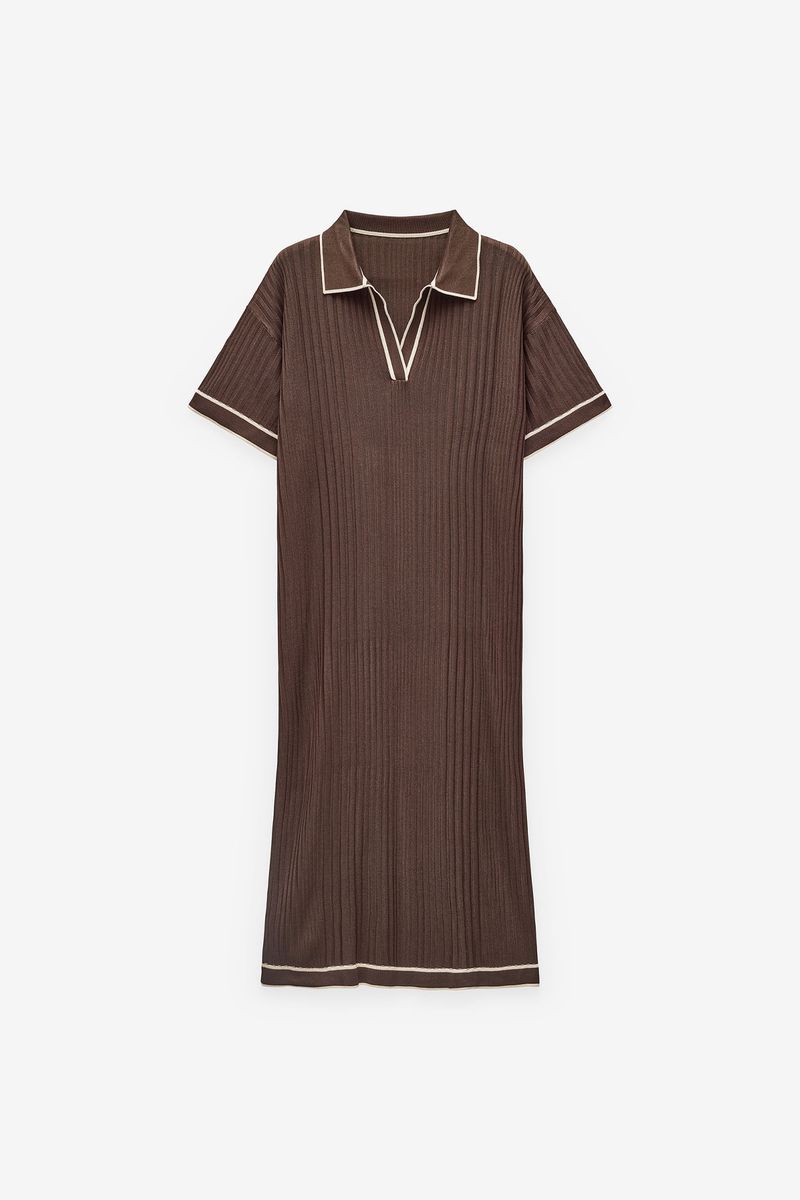 VESTIDO MALHA COM GOLA DE POLO