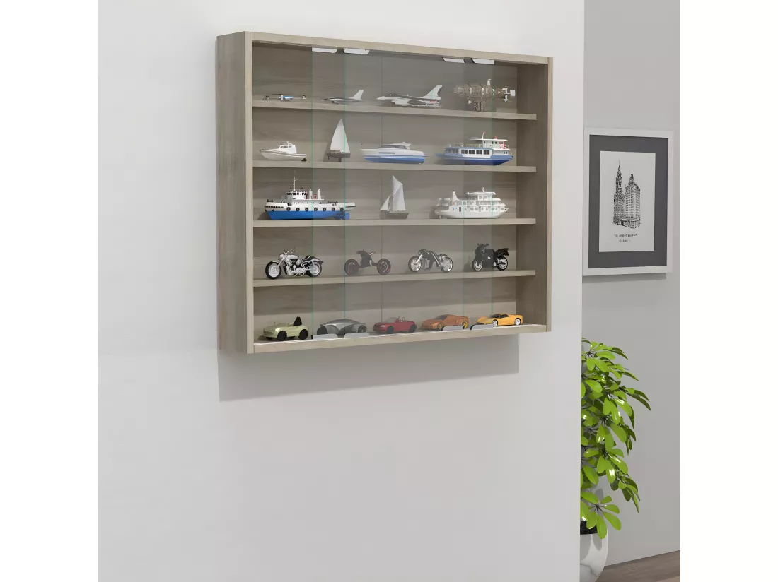 VCM bois verre vitrine murale vitrine collecteur déco vitrine Agisa L (chêne Sonoma)