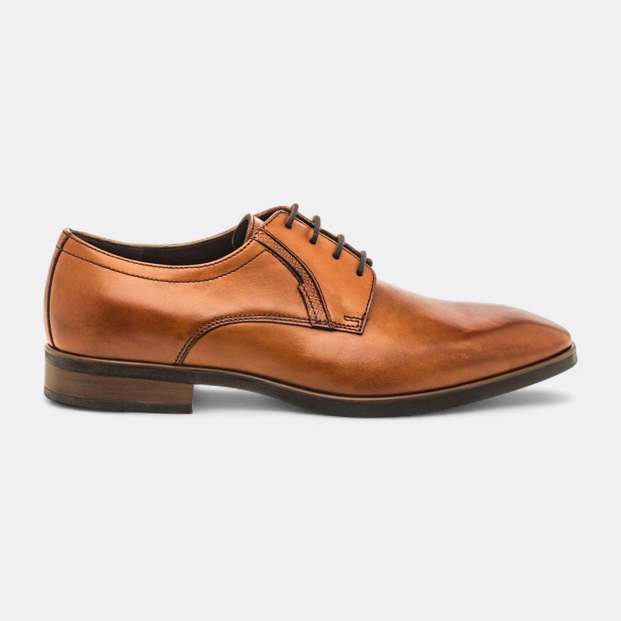 Derbies Homme en cuir cognac
