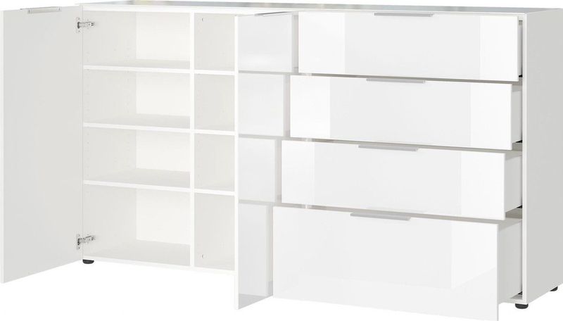 Dressoir - Glas - Spaanplaat met Melamineharscoating - Zes Verstelbare Planken