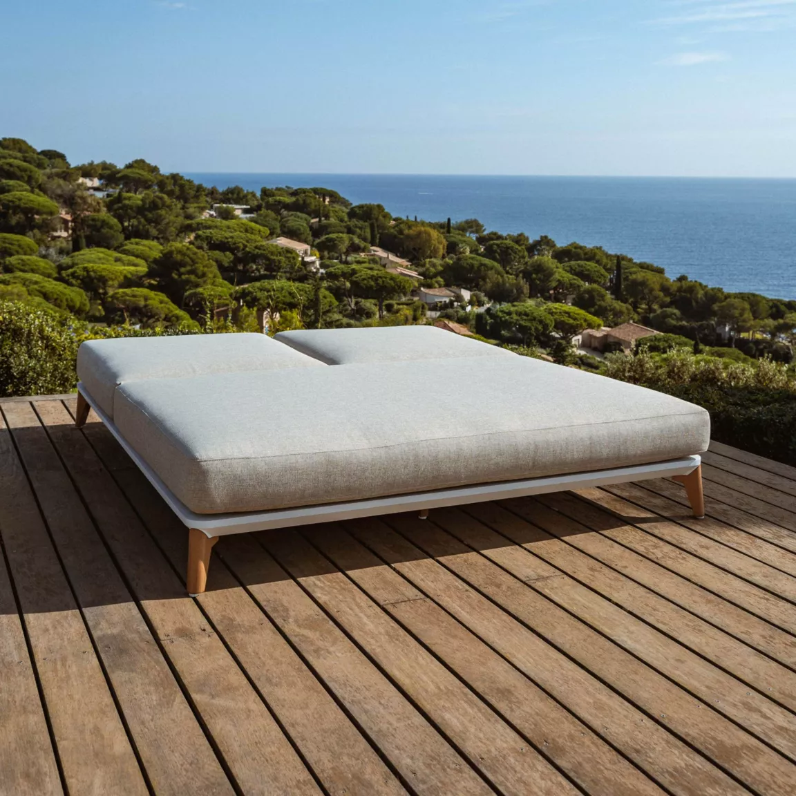 Transat double en aluminium Monte Carlo Blanc et taupe