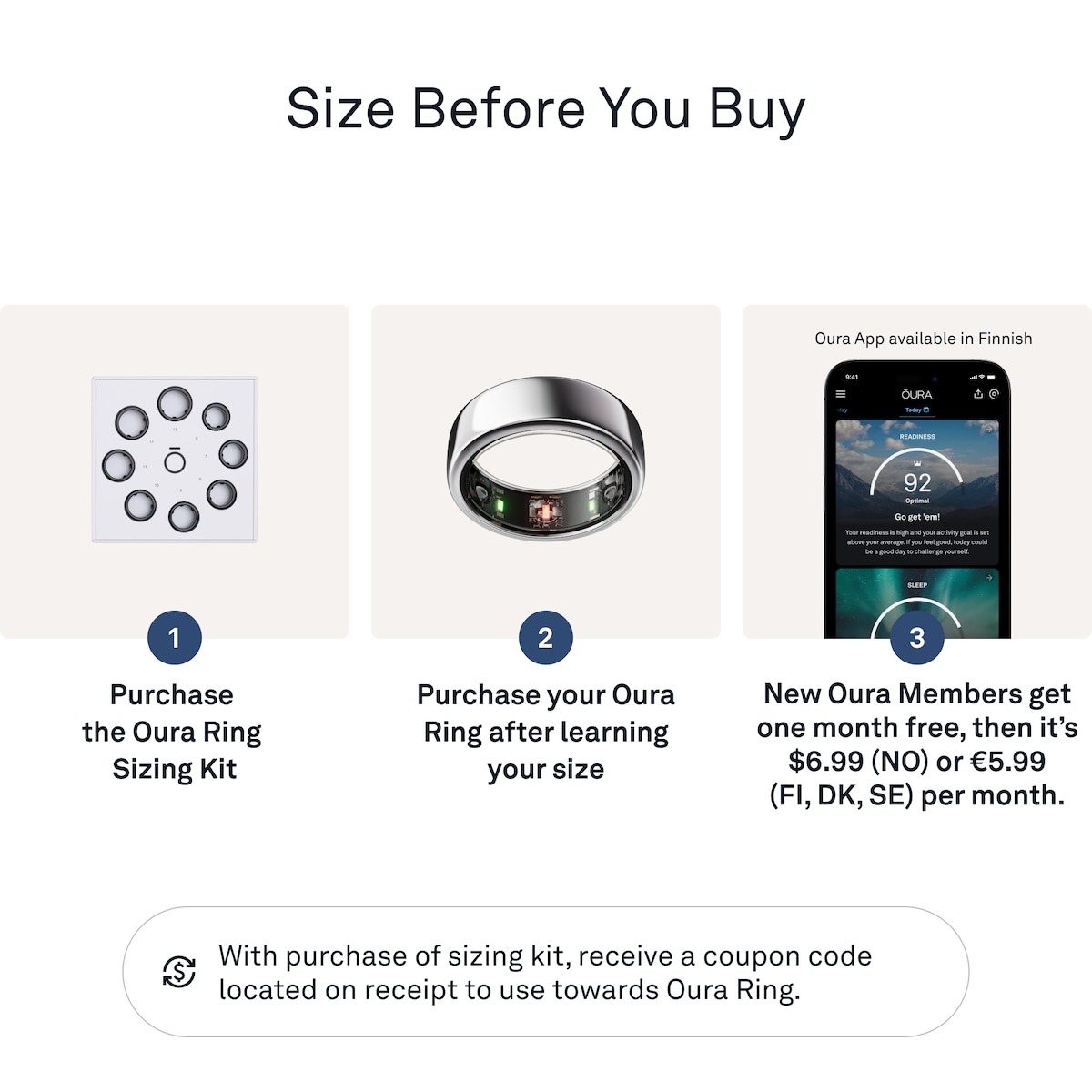 Oura-ring Gen3 Horizon smartring størrelse 11 (Silver)