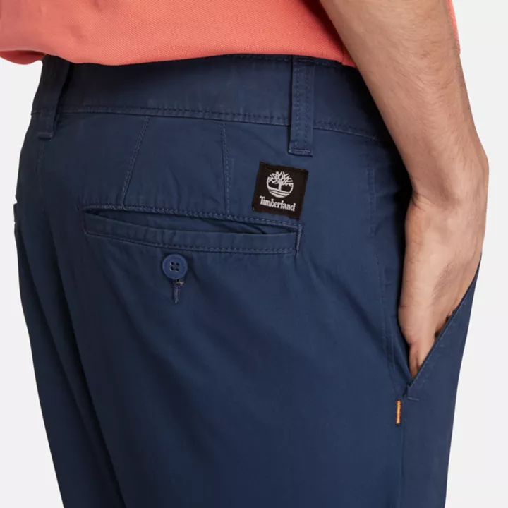 Chino en popeline pour homme en bleu marine