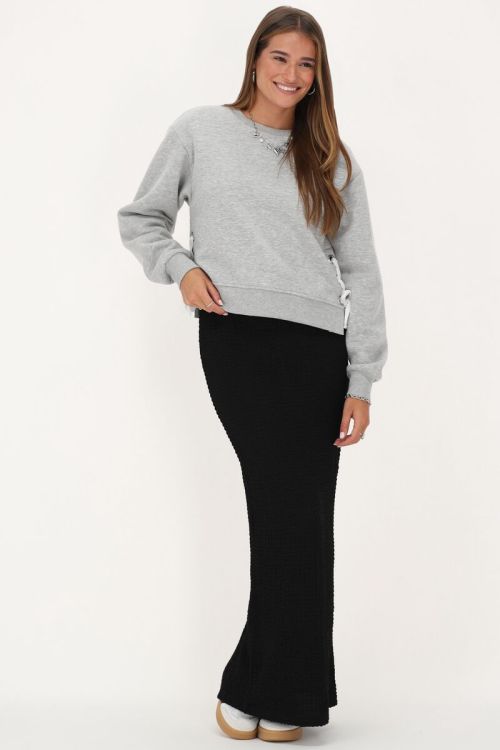 Zwarte maxi rok met structuur & split