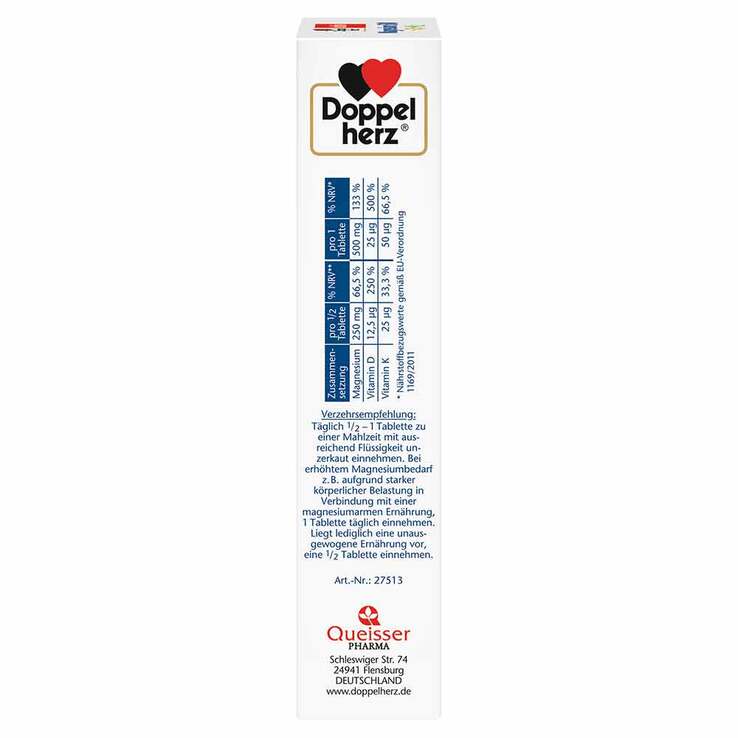 Doppelherz Magnesium 500 + D3 + K2 Depot Tabletten, 60 St
