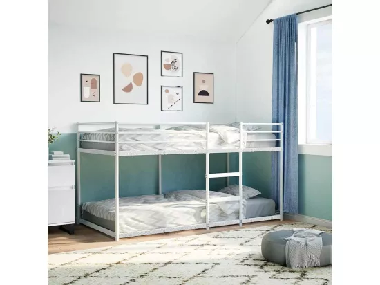 Lit superposé sans matelas blanc 75x190 cm acier