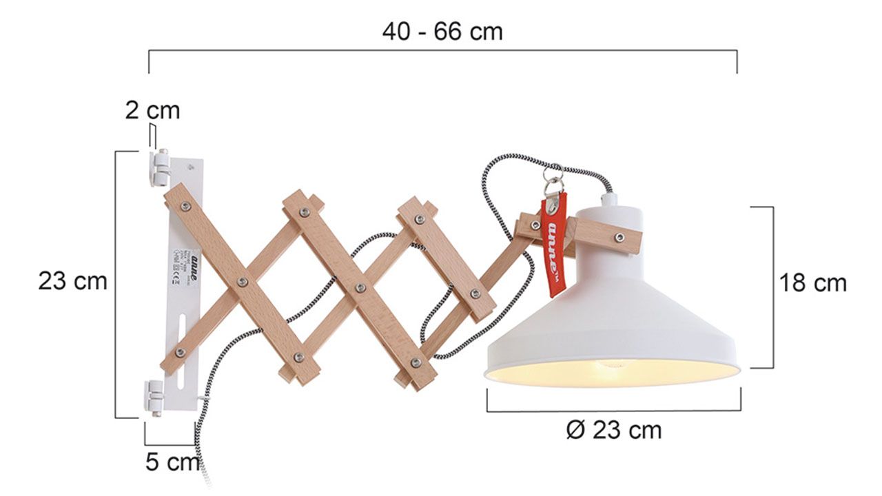 Wandlamp 7900BE Woody B66 x D23 cm
