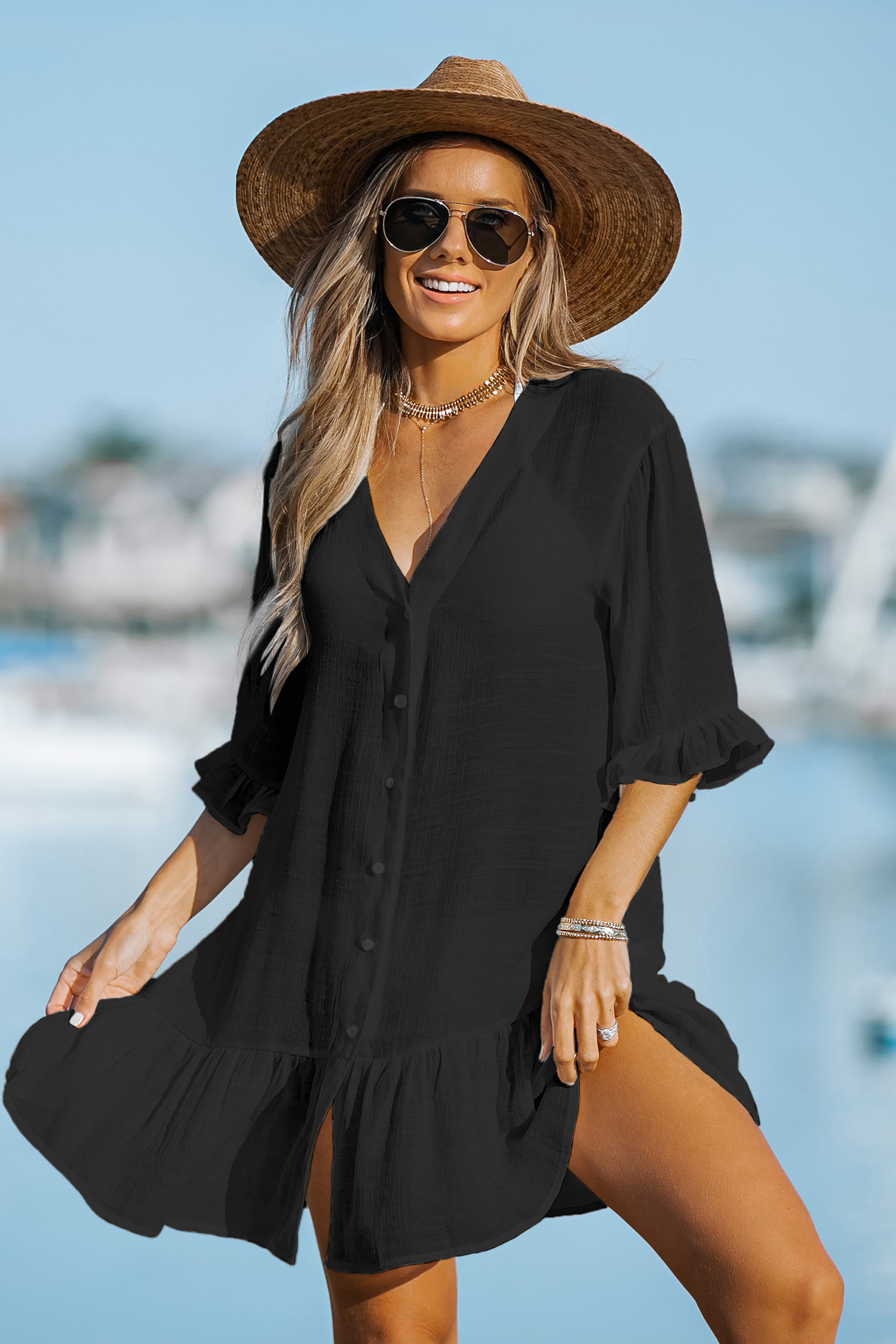 Robe cover up à volants