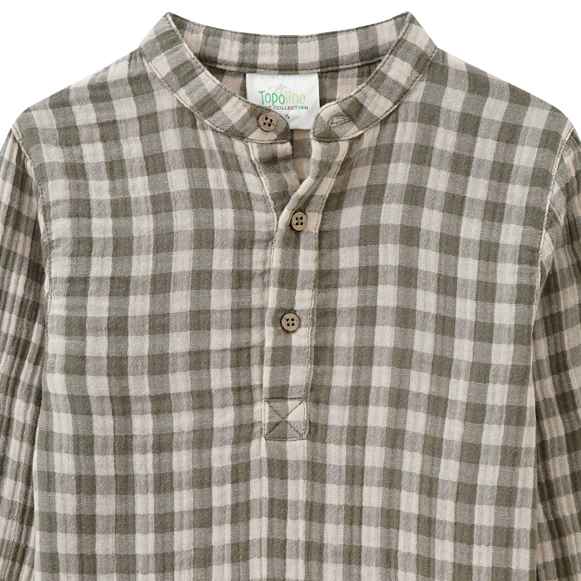 Topolino Pure Collection Jungen Musselin-Hemd mit Stehkragen oliv / beige