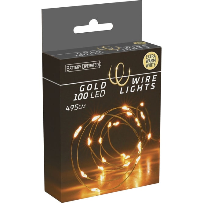 100er LED Lichterdraht - ca. 4,95 m - gold
