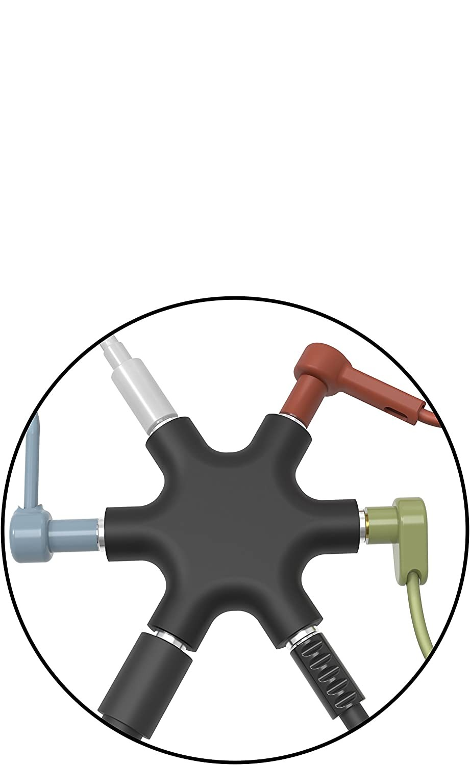 (Ø5cm) 6-fach 3.5mm Stereo Aux Audio Adapter Splitter   24cm Verbindungskabel - Schwarz