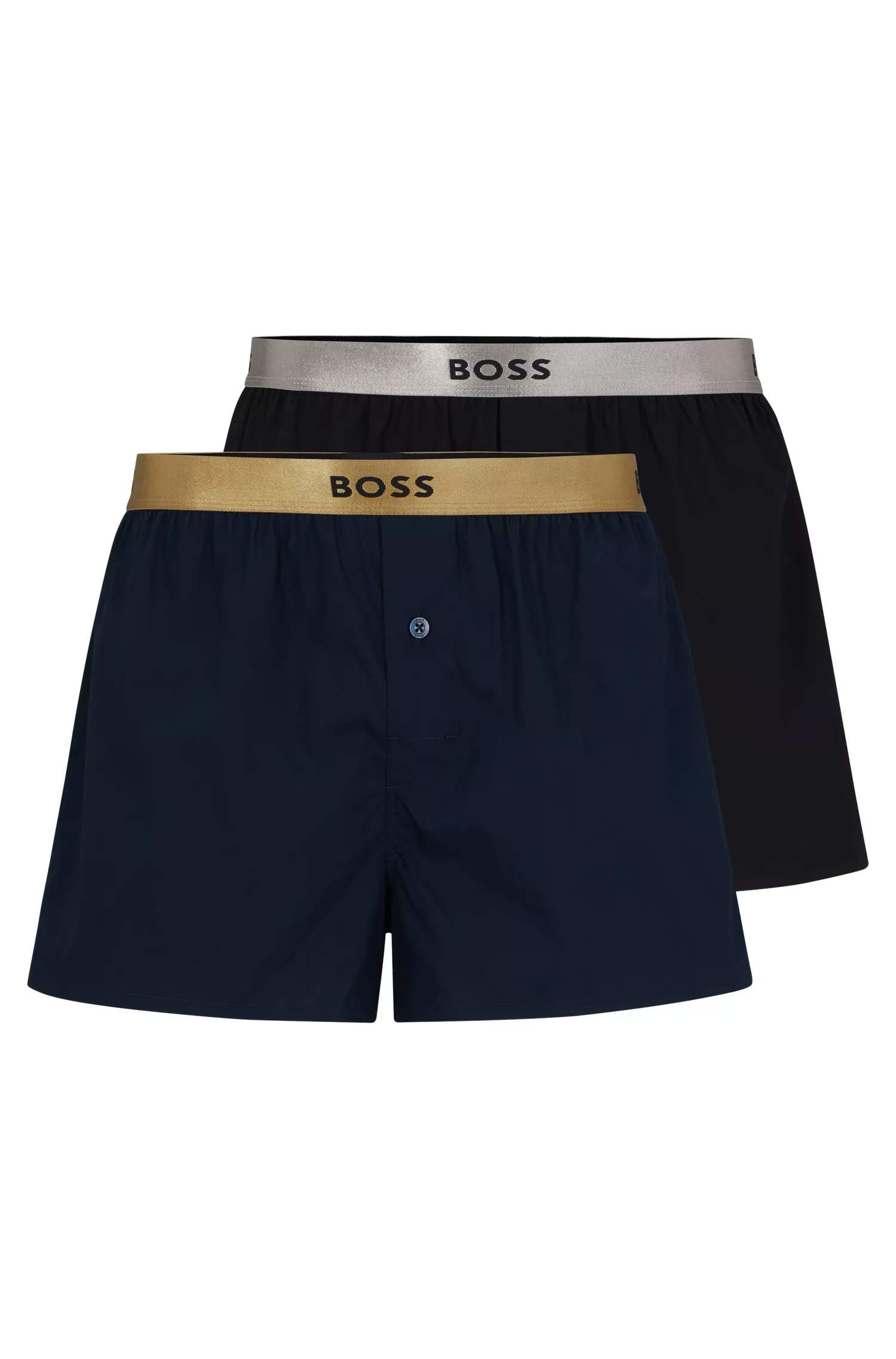 BOSS Preto - Pacote com dois shorts de pijama de algodão com cós metálico.
